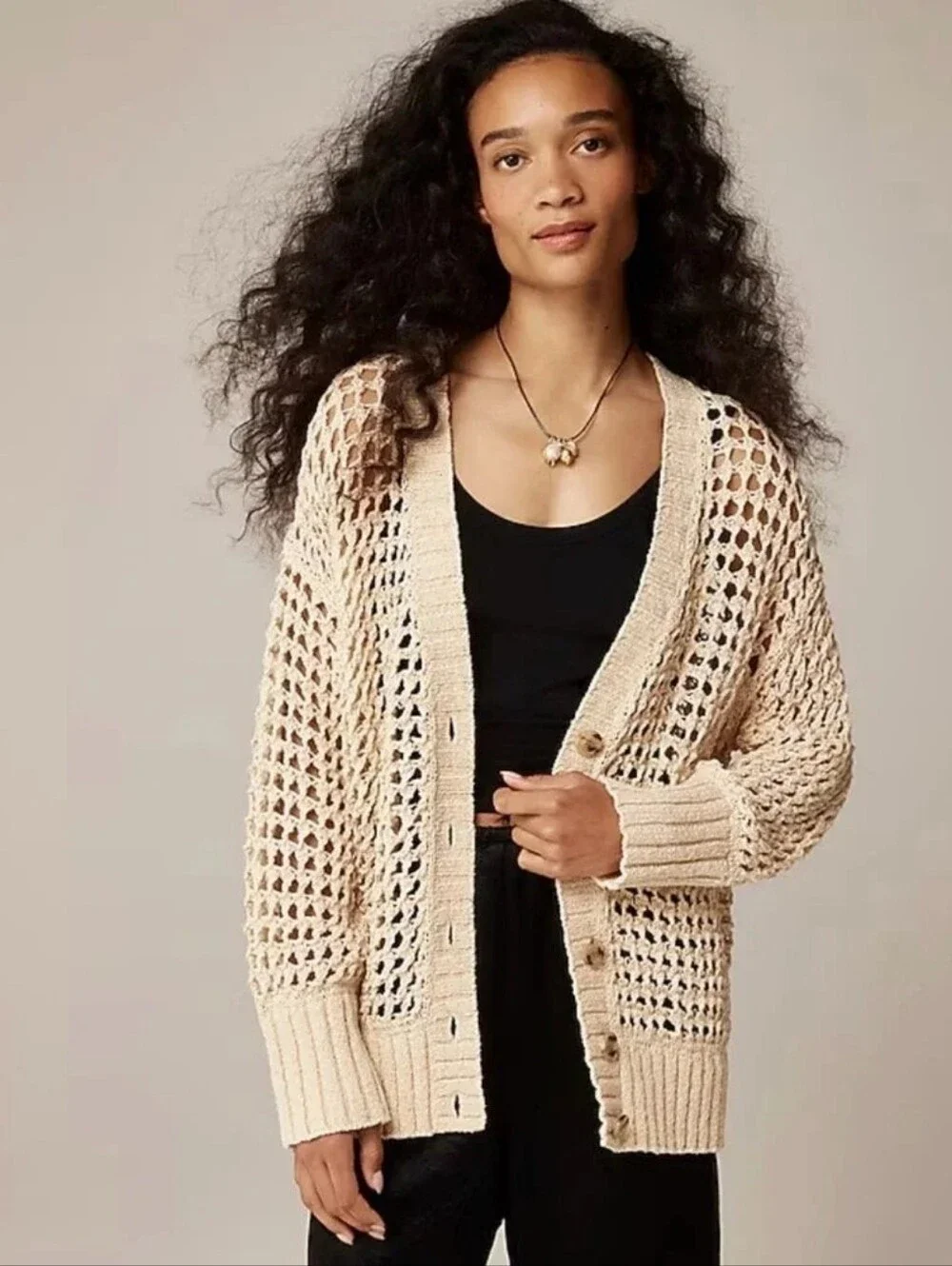 J.Crew Open Knit Cotton Blend Cardigan 3X